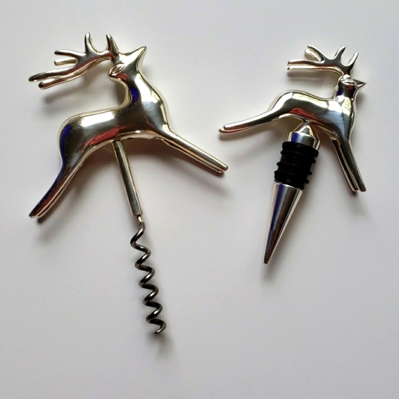 Pottery Barn Reindeer Corkscrew and Stopper New - Picture 1 of 16